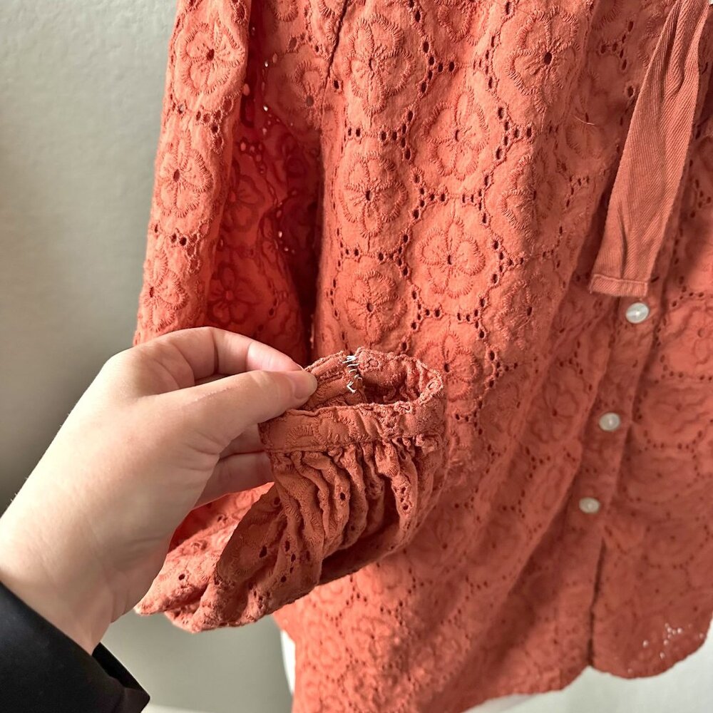 Roller Rabbit Eyelet Blouse Top in Terra - Picture 9 of 14